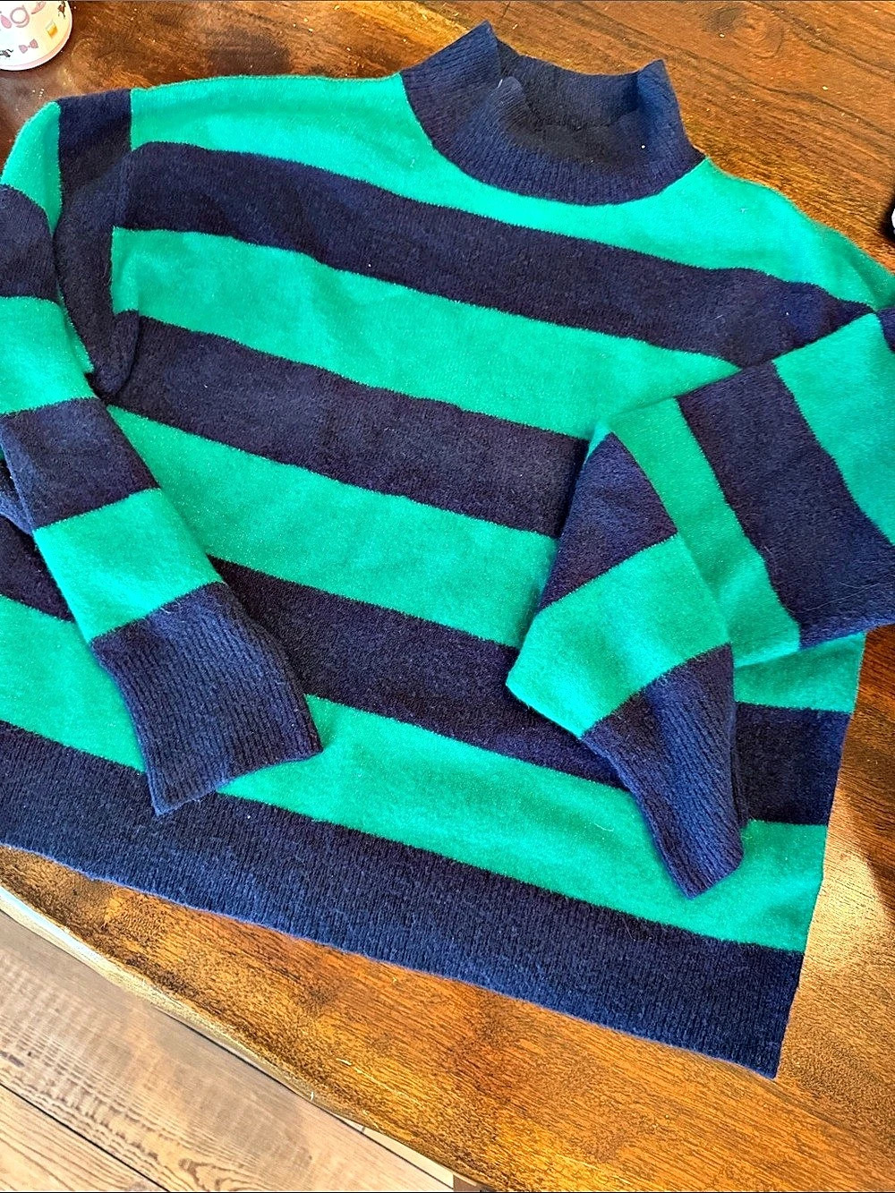 J.Crew Striped Crewneck Sweater Green & Blue Small